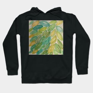 Watercolor Leaves in blue green yellow teal Hoodie